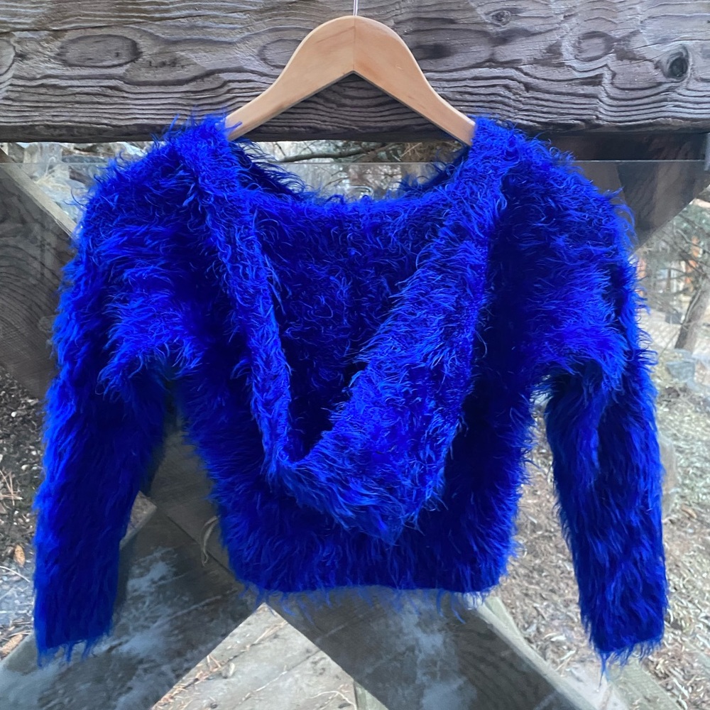Y2K fuzzy cropped hoodie